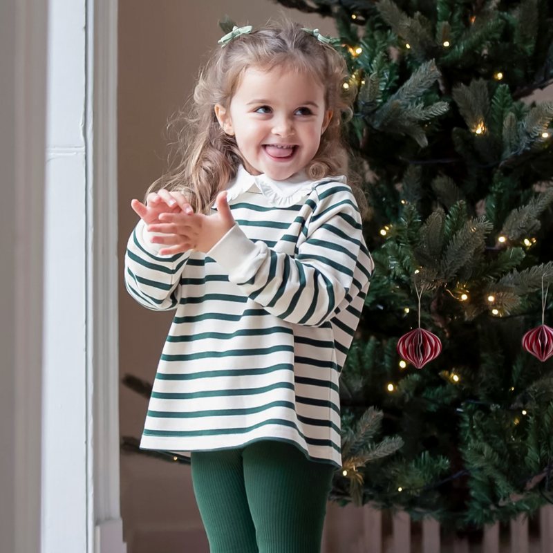 Cotton Sweatshirt - Bottle Green Stripe