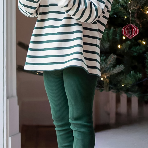 Ribbed Leggings - Bottle Green