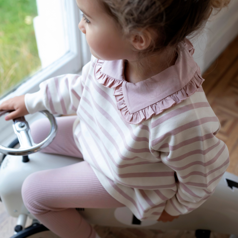 Cotton Frill Collar Top - Dusky Pink