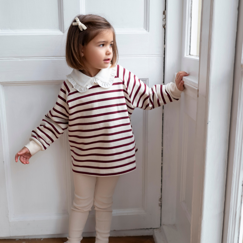 Cotton Sweatshirt - Maroon Stripe