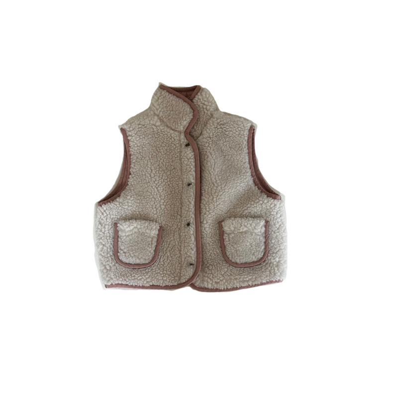 Reversible Teddy Body Warmer - Dusky Pink