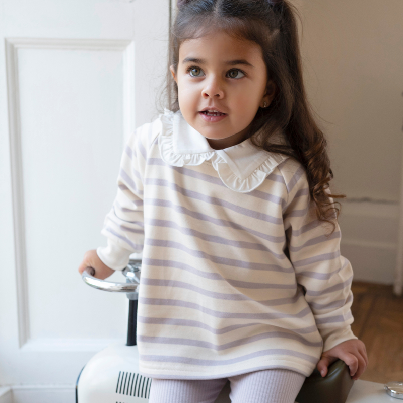 Cotton Sweatshirt - Lilac Stripe