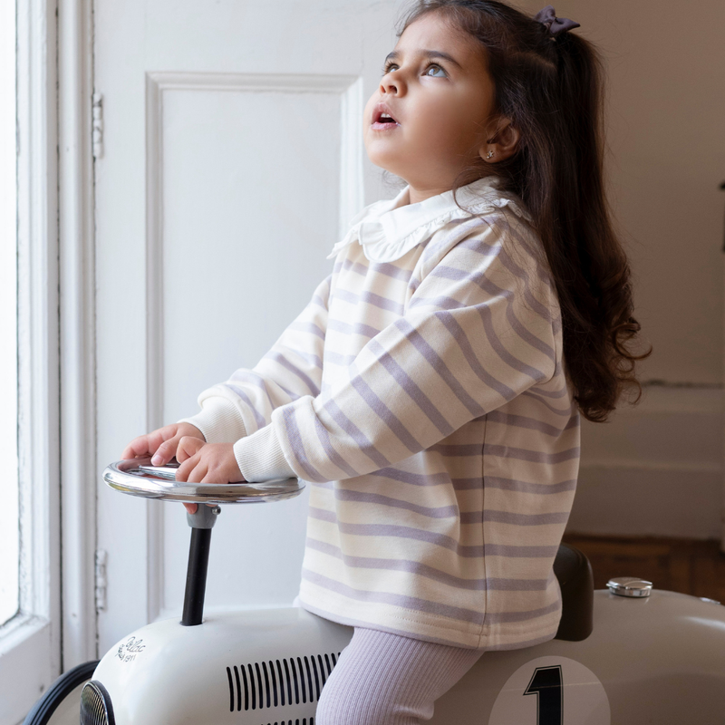 Cotton Sweatshirt - Lilac Stripe