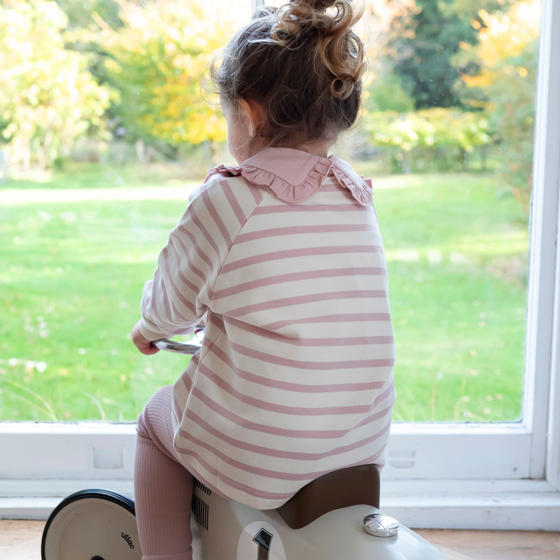 Cotton Sweatshirt - Dusky Pink Stripe