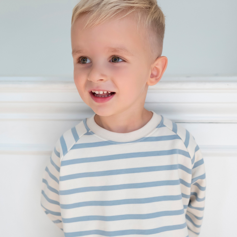 Cotton Sweatshirt - Cornflower Blue Stripe