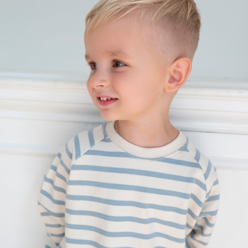 Cotton Sweatshirt - Cornflower Blue Stripe