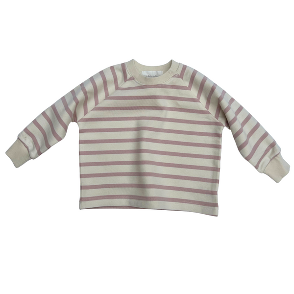 Cotton Sweatshirt - Dusky Pink Stripe