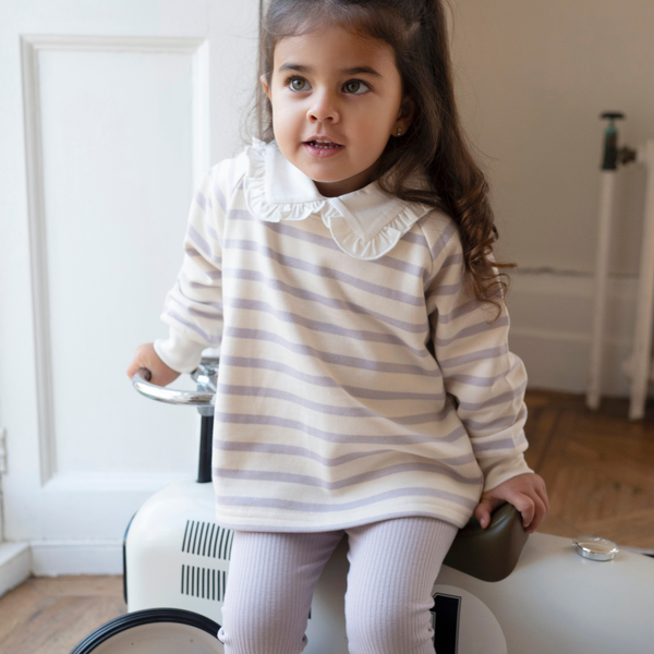 Cotton Sweatshirt - Lilac Stripe