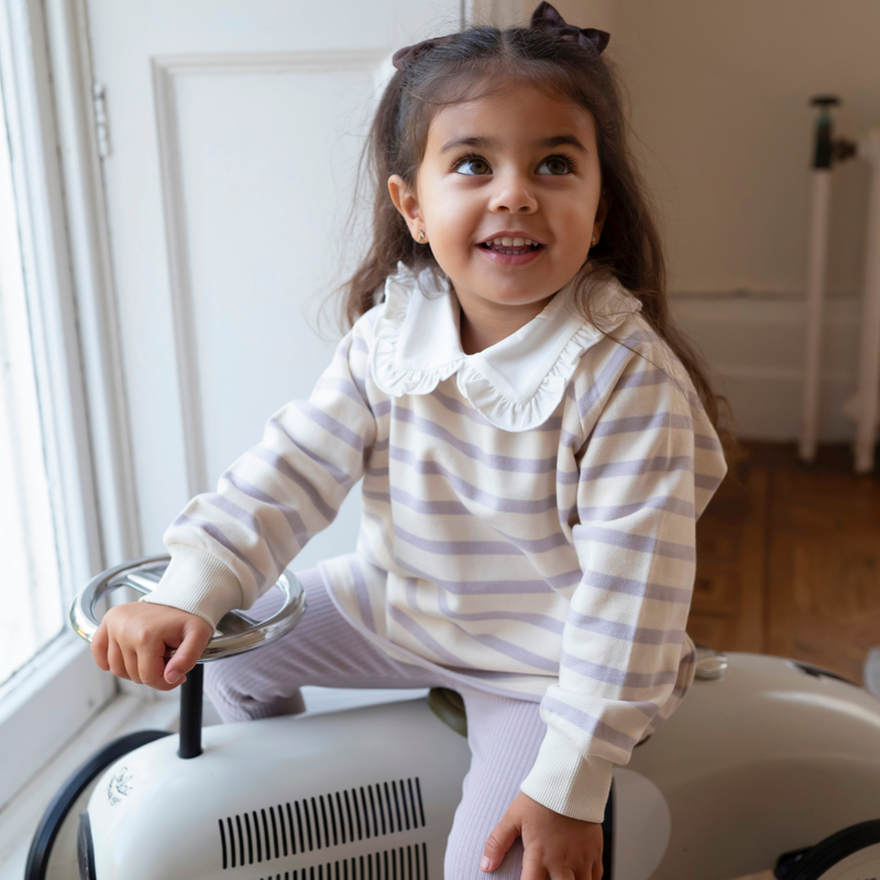 Cotton Sweatshirt - Lilac Stripe