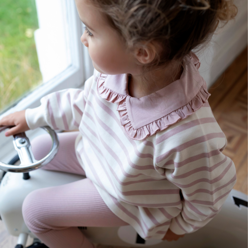 Cotton Sweatshirt - Dusky Pink Stripe