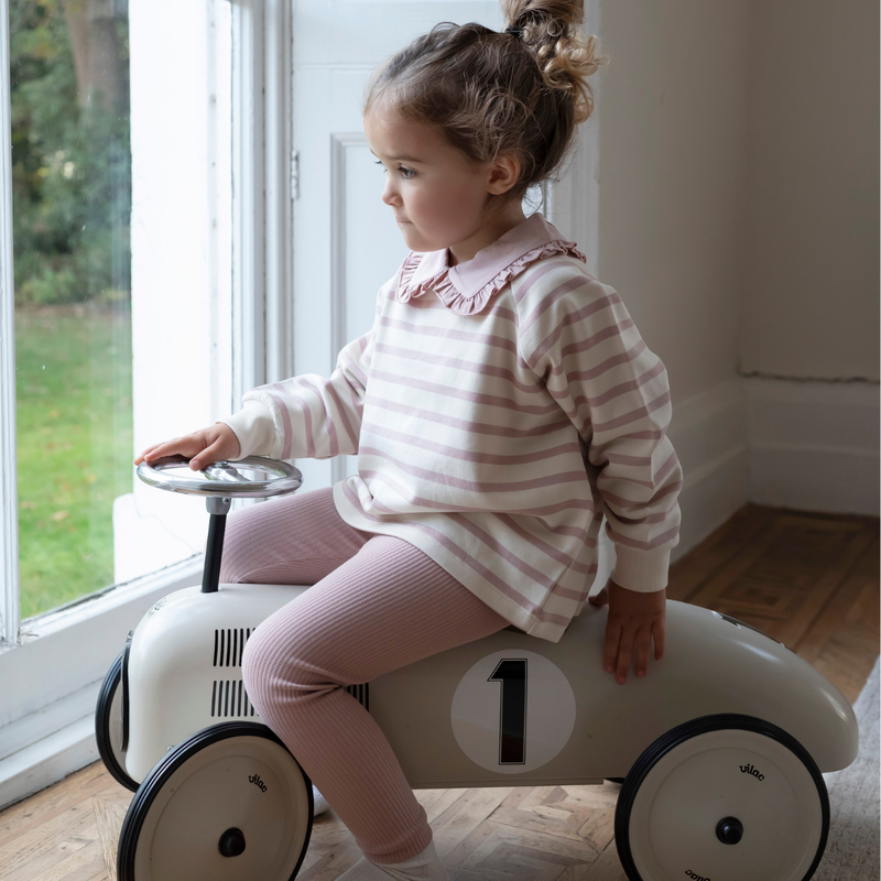 Cotton Sweatshirt - Dusky Pink Stripe