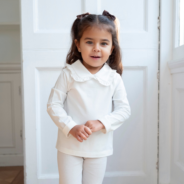Cotton Frill Collar Top - Ivory