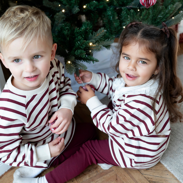 Cotton Sweatshirt - Maroon Stripe