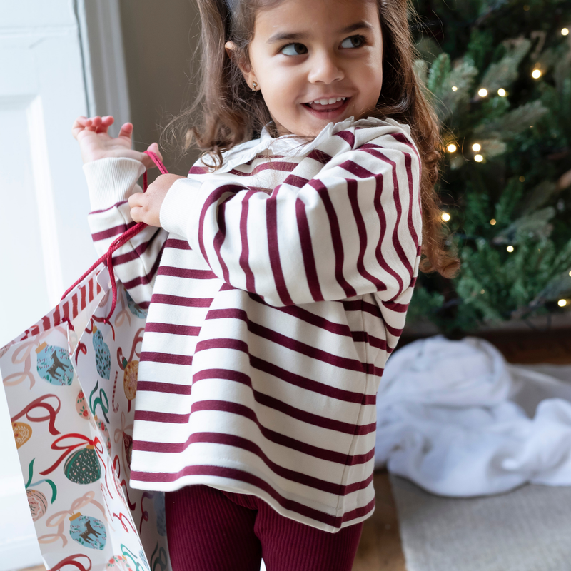 Cotton Sweatshirt - Maroon Stripe