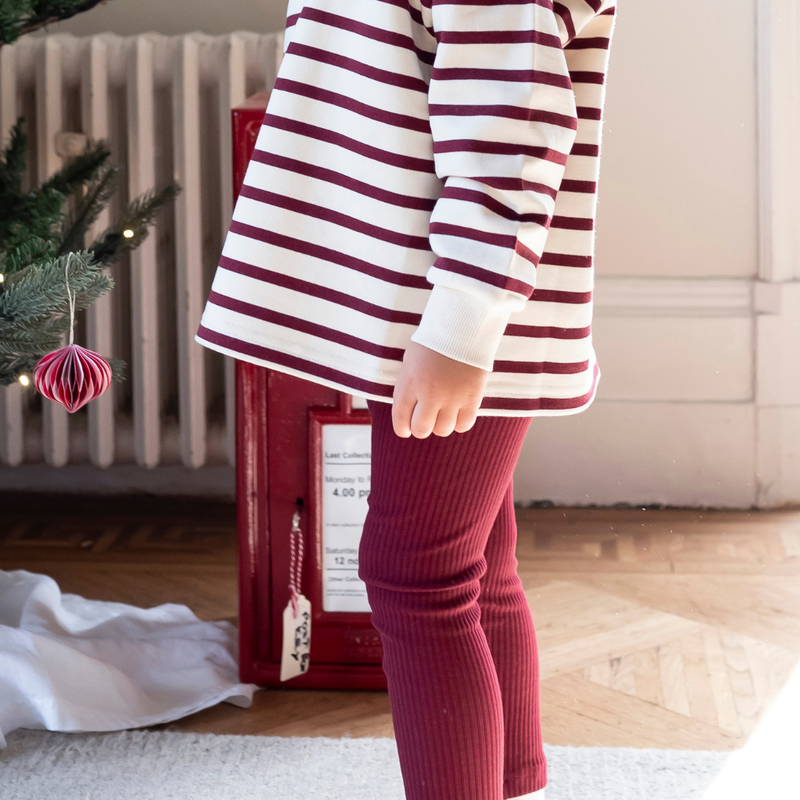 Ribbed Leggings - Maroon