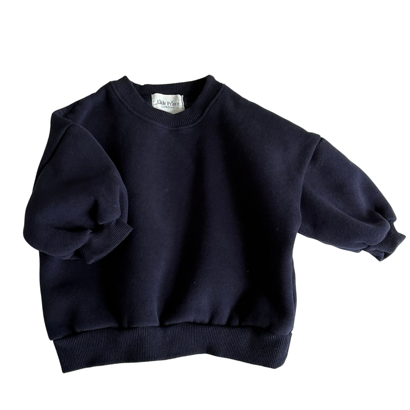 Fleeced Cotton Sweatshirt - Navy