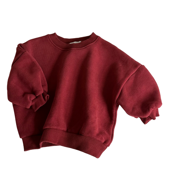 Fleeced Cotton Sweatshirt - Maroon
