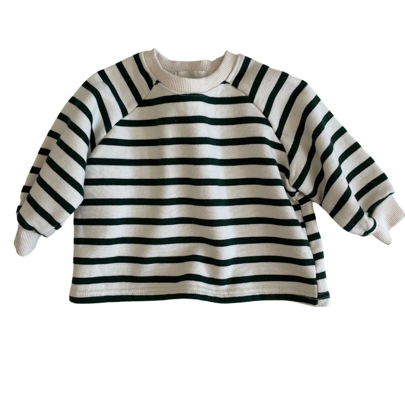 Cotton Sweatshirt - Bottle Green Stripe