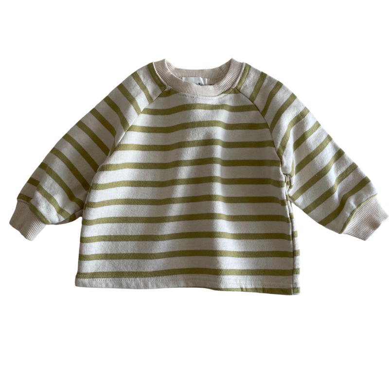 Cotton Sweatshirt - Pistachio Stripe
